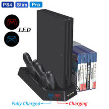PS4 3 In 1 Vertical Stand with Dual Controller Charging Station Dock 3 HUB Port Cooling fan for Sony PlayStation 4 PS4 Slim Pro 2024 - buy cheap