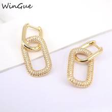Oval Shaped Dangle Earrings CZ Crystal Drop-Earrings Elegant Jewelry Gold Color Brincos For Women Girl Jewelry Gift 2024 - buy cheap