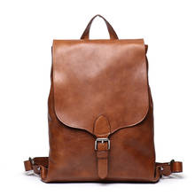 Genuine Leather Men's Backpack Women Mini Bagpack for Teenager Laptop Casual Tote Male Rucksack School Shoulder Hand Bag Mochila 2024 - buy cheap