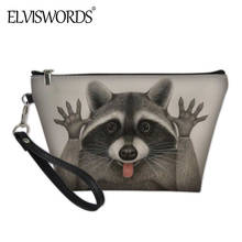 ELVISWORDS 2020 New PU Leather Cosmetic bag Women Cute 3D Raccoon Print Teen Girls Pouch Case Casual Makeup Bag neceser mujer 2024 - buy cheap