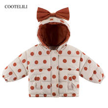 COOTELILI Bow Warm Kids  Jacket Coat For Girls Baby Winter Dot Parka Kids Jacket Hood Winter Children Clothing Toddler Outerwear 2024 - buy cheap