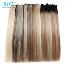 Bhf-apliques 100% cabelo humano, mechas russas, cabelo natural, peças de 100g, nas cores loira, marrom e preta 2024 - compre barato