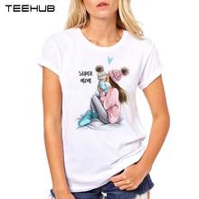 TEEHUB/Новинка, женская модная дизайнерская футболка с супер маминым принтом, белая футболка с принтом Love, Harajuku, футболки для мамы 2024 - купить недорого