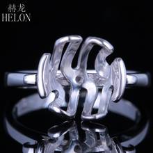 HELON Sterling Silver 925  Engagement Wedding Ring Prong Setting Round Cut 10mm Semi Mount Ring Solitaire Delicated Texture 2024 - buy cheap