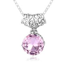 Szjinao-colgantes de piedras preciosas de cristal rosa para mujer, joyería redonda de Plata de Ley 925 auténtica, collar, joyería fina para mujer 2024 - compra barato