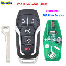 4 + 1/5 кнопочный умный дистанционный ключ FSK902 MHz с чипом HITAG PRO/49 для Ford Fusion Explorer edge Mustang 2013-2017 M3N-A2C31243300 2024 - купить недорого