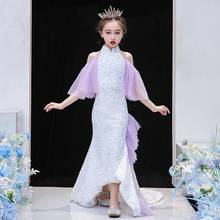 Sexy sequins stitching evening dress Kids Catwalk Mermaid princess dress birthday party dress for girls vestidos Y3122 2024 - buy cheap