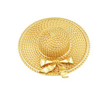 Grande broche moda ouro cor palha chapéu broches para mulheres oversize criativo jóias camisola ou camisa broche decoração 2024 - compre barato