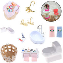 Towel Rack Shower Faucet Tissue Toothbrush Toothpaste Cup Baskets Hair Dryer 1/12 DIY Dollhouse Bathroom Furniture Accessories 2024 - buy cheap