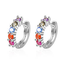 New Arrival Silver Colorful Zircon Crystal Earrings for Women Single Row Zircon Infinity Prevent Allergy Jewelry 2024 - buy cheap