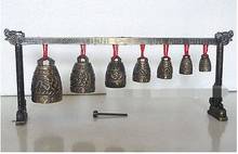 Ym 304 meditação gongo com 7 ornamentado sino com dragão design instrumento musical decoração do jardim 100% prata tibetana real 2024 - compre barato