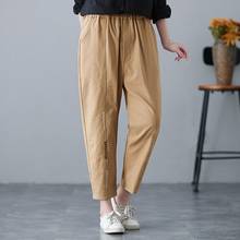 Women Cotton Linen Casual Pants New Arrival 2021 Spring Simple Style All-match Loose Female High Waist Harem Pants S3757 2024 - buy cheap