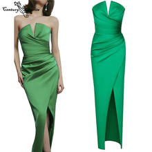 Green Mermaid Prom Dresses Long 2021 Strapless Zipper Back Simple Satin Formal Evening Dress Party Gowns Vestido De Fiesta Cheap 2024 - buy cheap