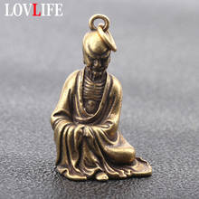 Solid Brass Monk Ancestor Small Pendants for Keychain Pure Copper Buddha Hanging Mini Buddha Statue Ornaments Bronze Key Chains 2024 - buy cheap