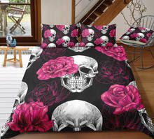 Fanaijia Flower Skull Bedding Sets King Size Sugar Skull Duvet Cover Set Kids Quilt Cover with Pillowcase Bed Set 2024 - buy cheap