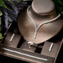 HIBRIDE-Conjunto de collar y pendientes geométricos para mujer, Conjunto elegante de 4 pares, accesorios de boda nupciales de Nigeria, N-1823 de joyería femenina 2024 - compra barato