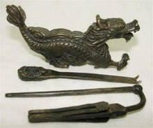 Copper Statue Exquisite Chinese Brass Carved Zodiac Animal Dragon Shape Old Style Lock And Key Statue 2024 - buy cheap