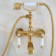 Grifo para bañera con patas y ducha de mano, mezclador de latón montado en la pared, Color dorado, Nna856 2024 - compra barato
