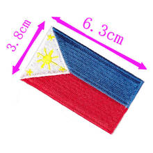 Emblema bordado para bandeira filipina 6.3cm de largura., costura em ferro de alta qualidade com suporte/emblema/nacionais/cidade de correia/estrelas/ásia. 2024 - compre barato