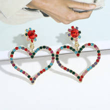 Dvacaman novo design em forma de coração brincos de gota para as mulheres brilhante strass/cristal geométrica balançar brincos jóias casamento 2021 2024 - compre barato