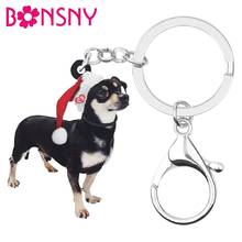 Bonsny-llavero con forma de perro Chihuahua para hombre y mujer, accesorio de decoración para llaves de animales, bolso, monedero, regalo de Navidad Acrílico 2024 - compra barato