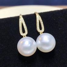 Fine Jewelry Pure 18 K Gold Natural Ocean 10-11mm White Pearl Earrings for Women Fine Pearl Earrings 2024 - buy cheap