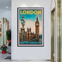 Retro Vintage Style Travel Poster London United Kingdom Oil Painting Posters and Print on Canvas Wall Art Modular Pictures Decor 2024 - buy cheap