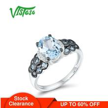 VISTOSO Pure 14K 585 White Gold Ring For Women Sparkling Diamond Limpid Sky Blue Topaz Wedding Anniversary Gift Fine Jewelry 2024 - buy cheap