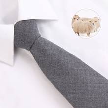 2022 New Fashion Ties Men Business Casual 8cm Solid Color Gray Wool Tie Wedding Ties for men Designers Brand with Gift Box 2024 - buy cheap
