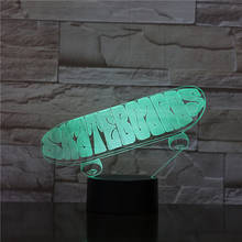 Lámpara LED 3D para Skateboard deportivo, luz nocturna USB, 7 colores que cambian, decoración del hogar para dormitorio, regalos para niños, 1956 2024 - compra barato