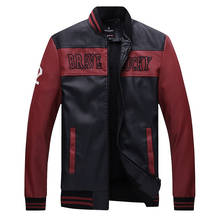 Mcikkny jaqueta de couro masculina, moda masculina jaqueta de couro pu com gola alta, tamanhos externos 2024 - compre barato
