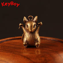 Retro Brass Zodiac Animals Rat Statue Key Chain Rings Pendants Metal Copper Horse Bull Snake Dragon Monkey Sheep Car Keychain 2024 - buy cheap