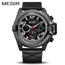 Relogio Masculino 2019 MEGIR мужские часы лучший бренд класса люкс Хронограф Спортивные мужские часы военные кожаные кварцевые наручные часы 2022 - купить недорого