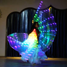 Acessórios de dança do ventre, asas de led com varas ajustáveis, adereços de performance de palco, asas led brilhantes, abertas 360 graus # ps003 2024 - compre barato