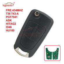 Kigoauto 736 743-A flip key 433Mhz PCF7941chip for Opel astra zafira 2 button HU100 2004 2005 2006 2007 2008 2009 2024 - buy cheap