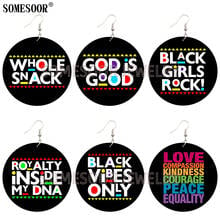 SOMESOOR Black Vibes Only God is Good Whole Snack Wooden Double Sides Printing Dangle African Drop Earrings For Women 2024 - buy cheap