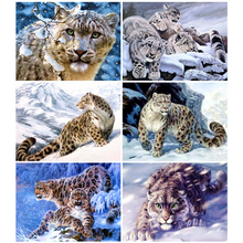 HUACAN-pintura diamante 5D de leopardo para decoración del hogar, mosaico de animales con diamantes de imitación, bordado completo, regalo hecho a mano 2024 - compra barato