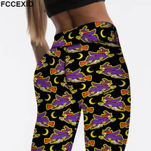 FCCEXIO New Leggins Halloween Sugar Skull Leggings Women Girl Pumpkin Print Workout Party Pant Fashion Autumn Fitness Trousers 2024 - buy cheap