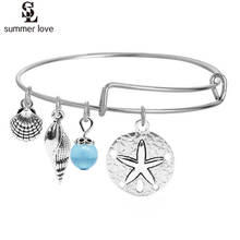 Wholesale Fashion Cute Starfish Charm Expandable Wire Bracelets Bangle DIY Jewelry Adjustable Bracelet Drop Shipping 2024 - buy cheap