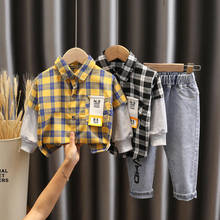 Conjunto de ropa para bebés recién nacidos, traje de 2 piezas con Top a cuadros y pantalones vaqueros, a la moda, 0, 1, 2, 3 y 4 años, novedad de 2021 2024 - compra barato