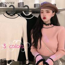 Sweaters Women Turtleneck Patchwork Warm Autumn Sweet Temperament Leisure All-match Femimino Pullovers Stylish Knitted Wear Ins 2024 - buy cheap