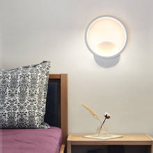 Anel de luminária led, luminária de parede minimalista para leitura em corredor, estilo nórdico, preto/branco, iluminação decorativa de 12w 2024 - compre barato