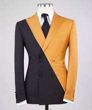 Black Orange Splicing Costume Homme Men Suits Peak Lapel Groom Tuxedos Wedding Terno Masculino Slim Fit 2 Pieces (Jacket+Pants) 2024 - buy cheap