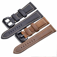 Ремешок из натуральной кожи для Suunto9 Spartan Sport HR, черный кожаный браслет для наручных часов Suunto 9 Baro Crazy horse, 24 мм 2024 - купить недорого