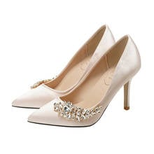 Women Wedding Shoes Female High Heels Rhinestone Silk Woman Pumps Pointed Toe Brand Party Ladies Shoes Plus Size 31-43 2024 - buy cheap
