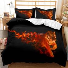 Juego de cama con funda nórdica de animales, funda de almohada con estampado 3D de Tigre y León, edredón doble individual, tamaño king Size, Textiles para el hogar 2024 - compra barato