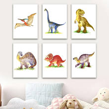 Color Cartoon Dinosaur Wall Art Canvas Painting Nordic Posters And Prints Animal Wall Pictures For Kids Room Baby Bed Room Decor 2024 - buy cheap