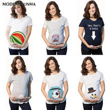 Camiseta de maternidad de algodón para embarazadas, ropa de lactancia, estampado de sandías, moda para embarazadas, novedad de 2021 2024 - compra barato