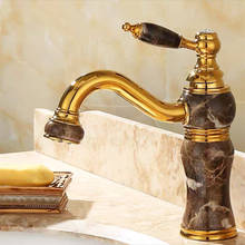 Bathroom Faucets Gold Brass Single Handle Bathroom 360 Rotate Basin Tap With jade Cold Hot Water Sink Crane Mixer Taps Torneira 2024 - buy cheap