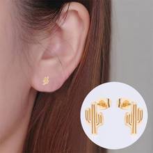 Fashion Metal Cactus Earrings Female Stainless Steel Jewelry Stud Earrings 2024 - buy cheap